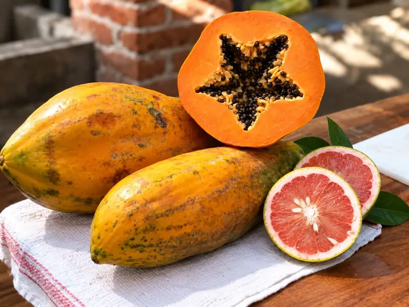 Papaya and grapefruit from the finca
