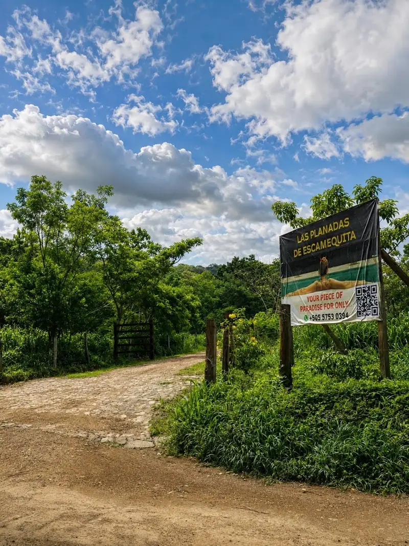 The entrance of Las Planadas, with its sign